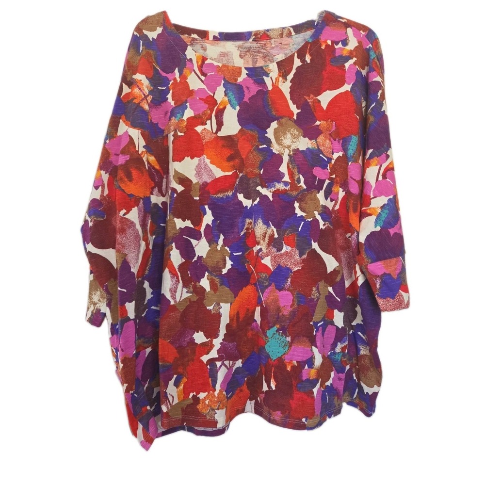 NWT Coldwater Creek Womens abstract watercolor-painted floral print 2X 20/22 🔥